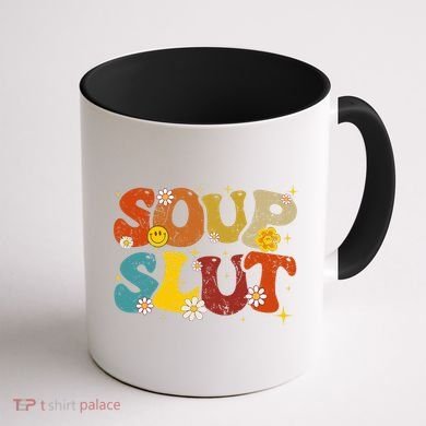 Soup Slut Groovy Sarcastic Funny Saying Christmas Coffee Mug back
