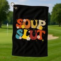 Soup Slut Groovy Sarcastic Funny Saying Christmas Golf Towel thumb 1