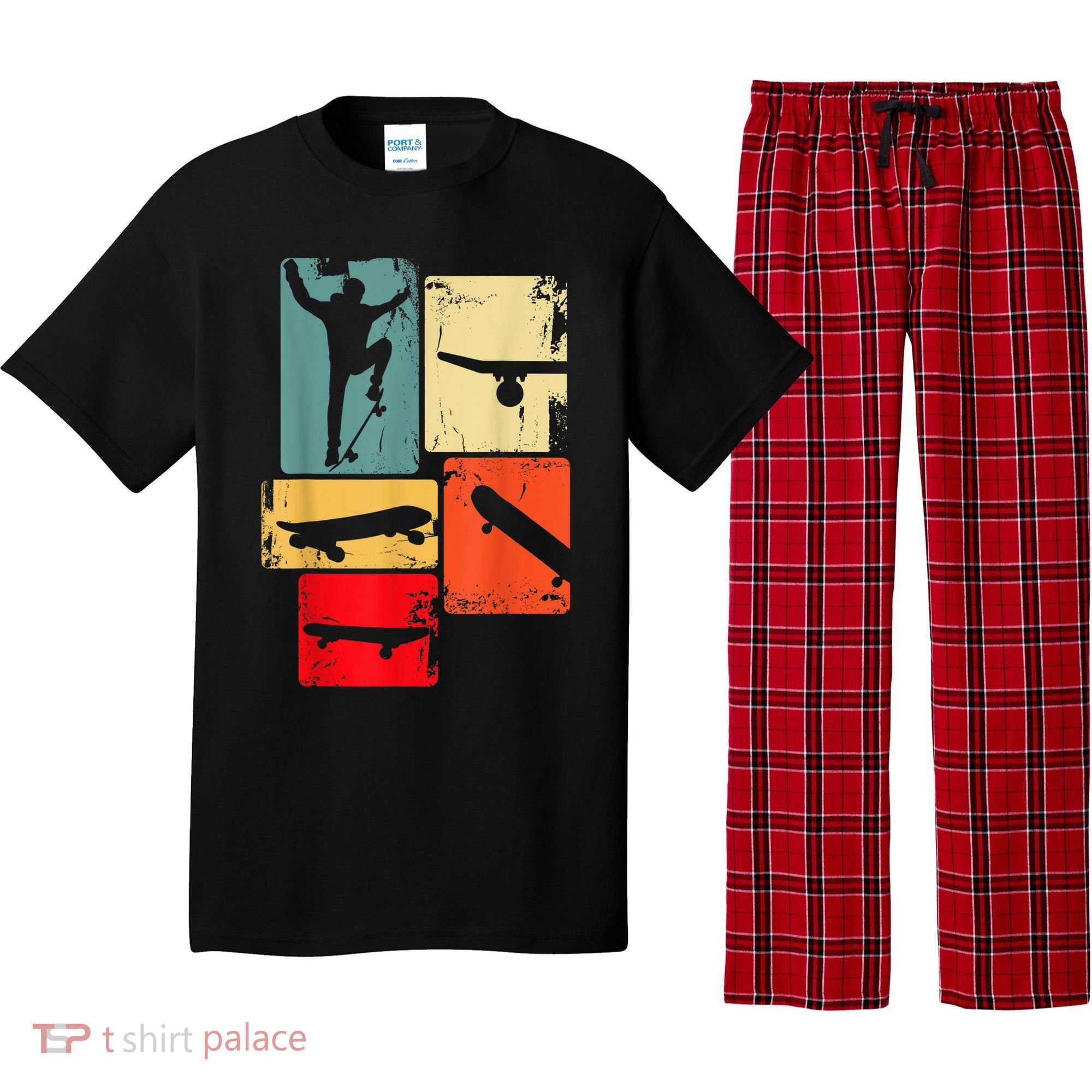 Skater Skateboarder Gift Retro Skateboard Pajama Set
