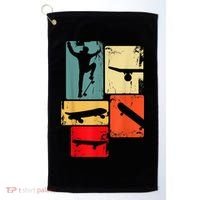 Skater Skateboarder Gift Retro Skateboard Golf Towel thumb 0