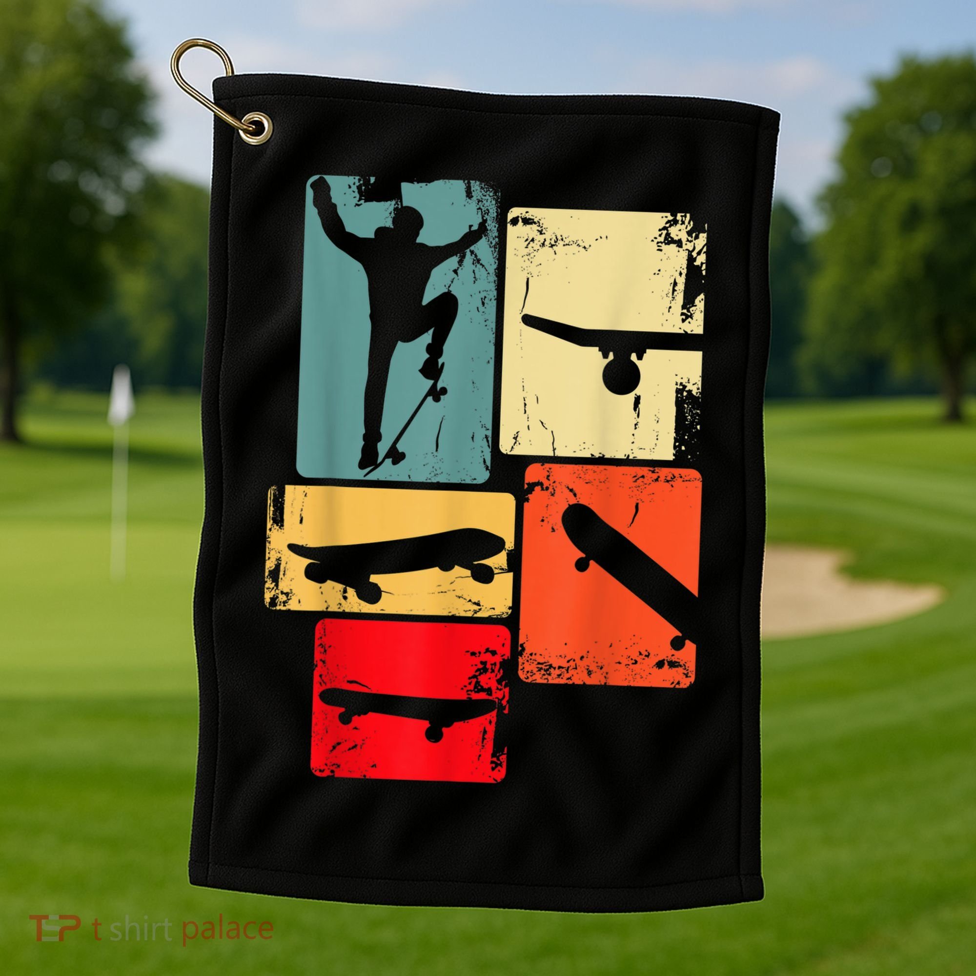 Skater Skateboarder Gift Retro Skateboard Golf Towel