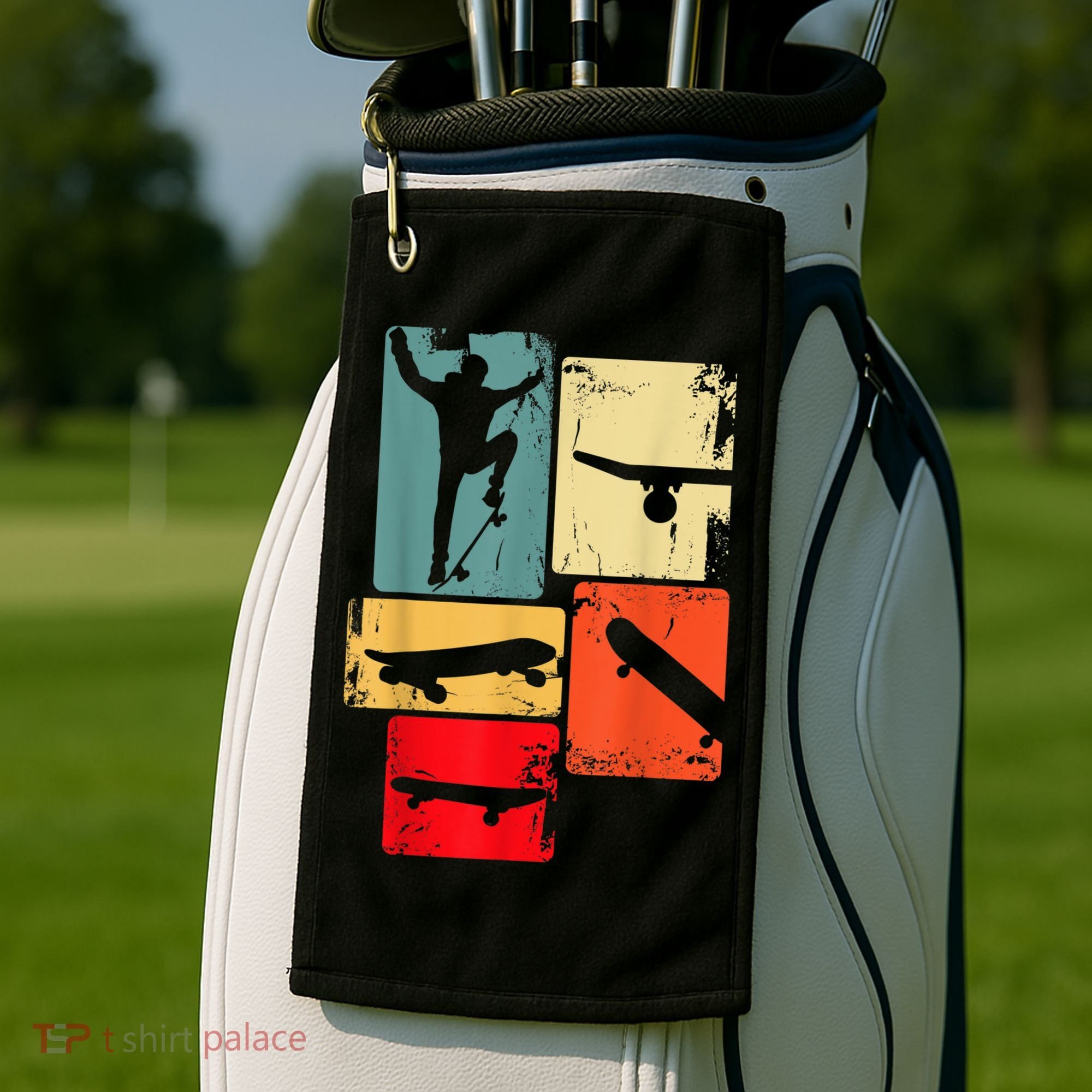 Skater Skateboarder Gift Retro Skateboard Golf Towel