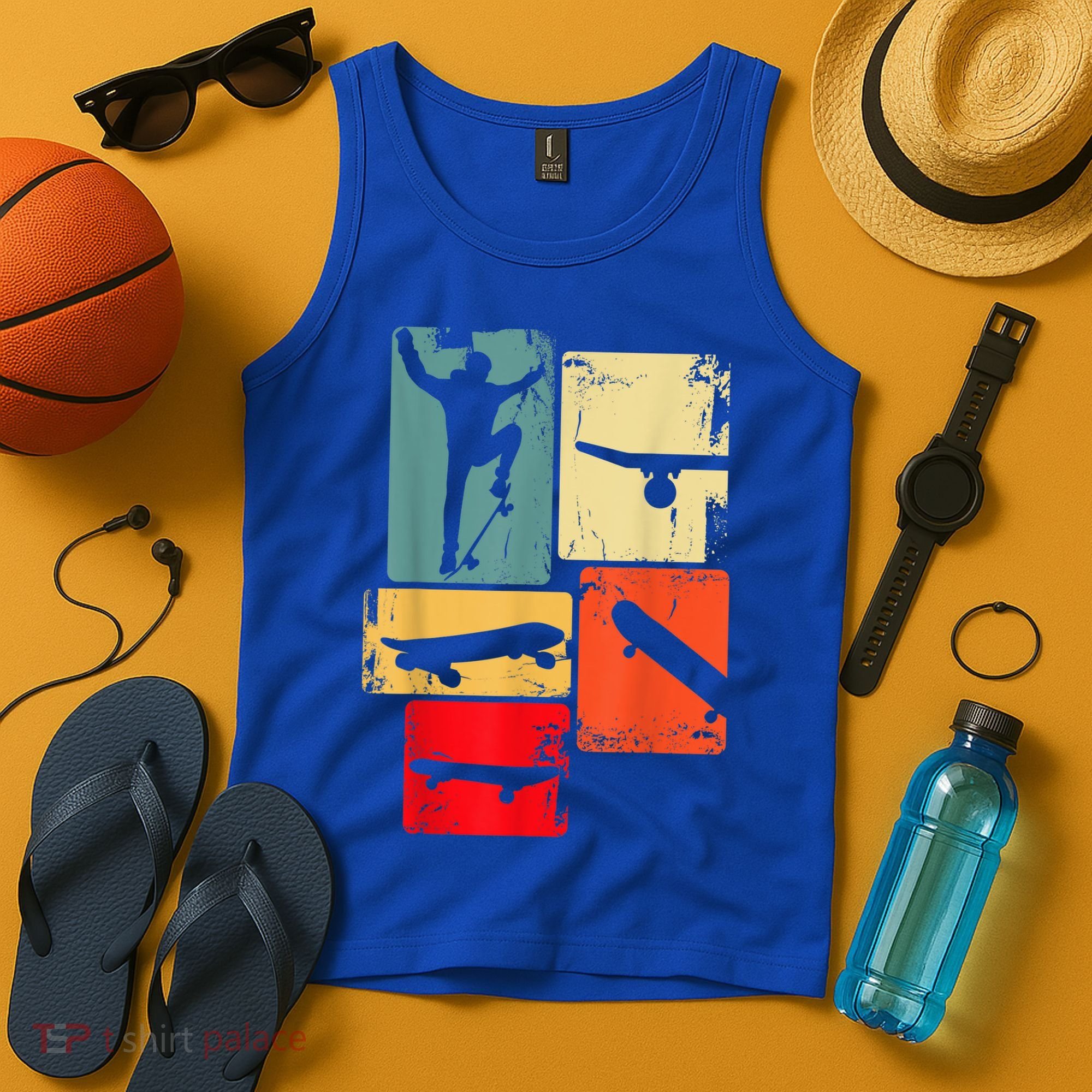Skater Skateboarder Gift Retro Skateboard Tank Top
