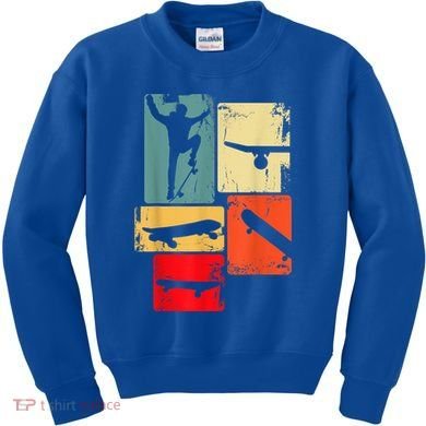 Skater Skateboarder Gift Retro Skateboard Kids Sweatshirt
