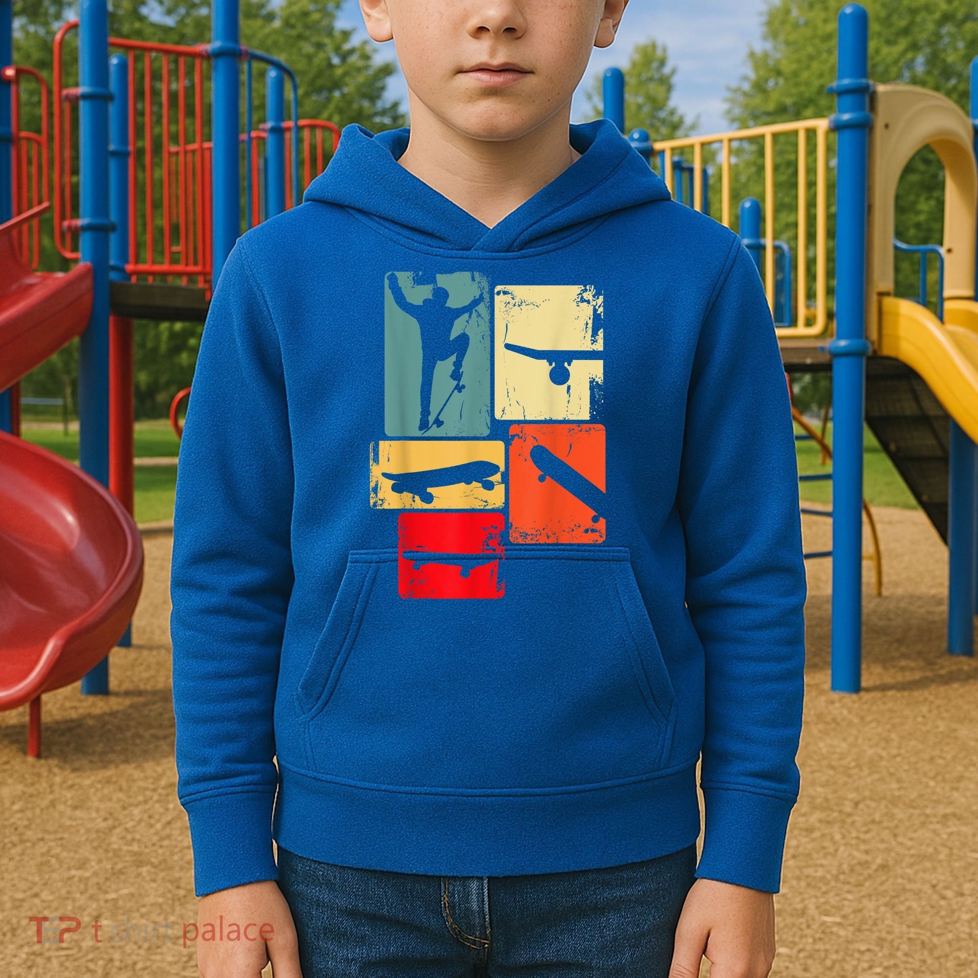 Skater Skateboarder Gift Retro Skateboard Kids Hoodie