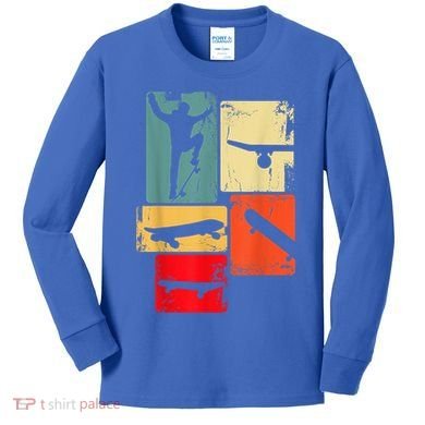 Skater Skateboarder Gift Retro Skateboard Kids Long Sleeve Shirt