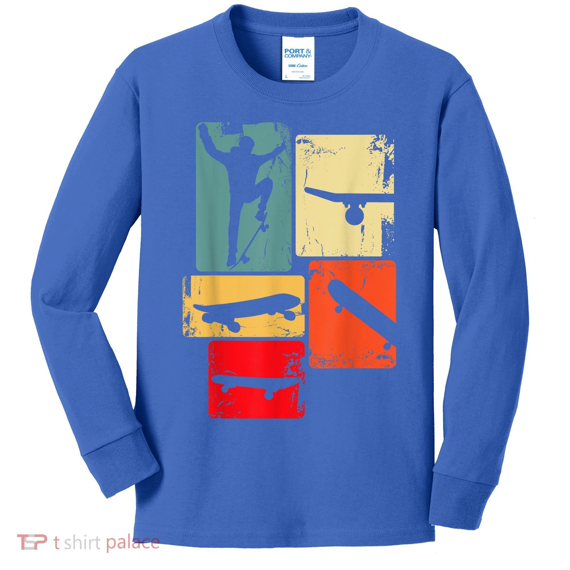 Skater Skateboarder Gift Retro Skateboard Kids Long Sleeve Shirt