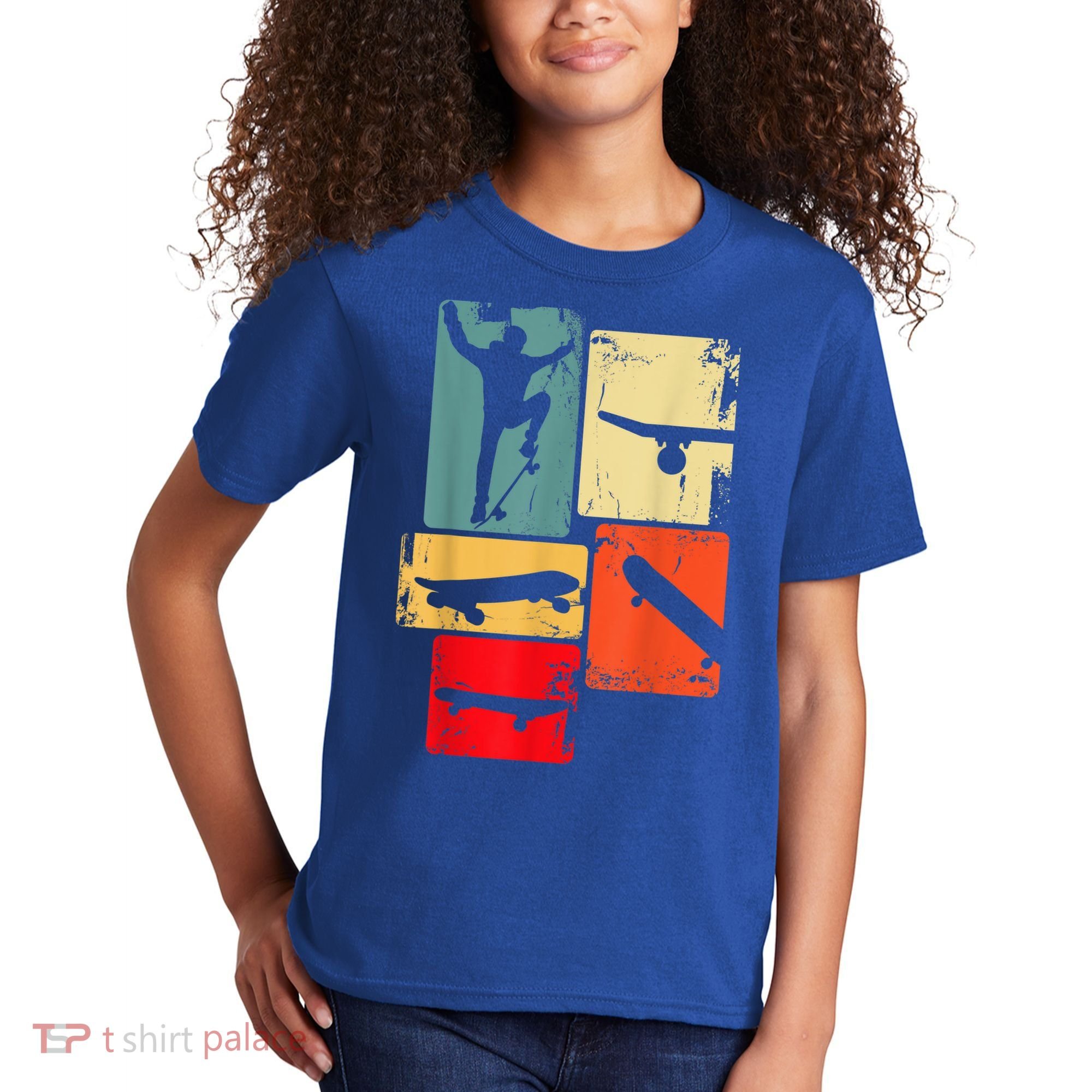 Skater Skateboarder Gift Retro Skateboard Kids T-Shirt
