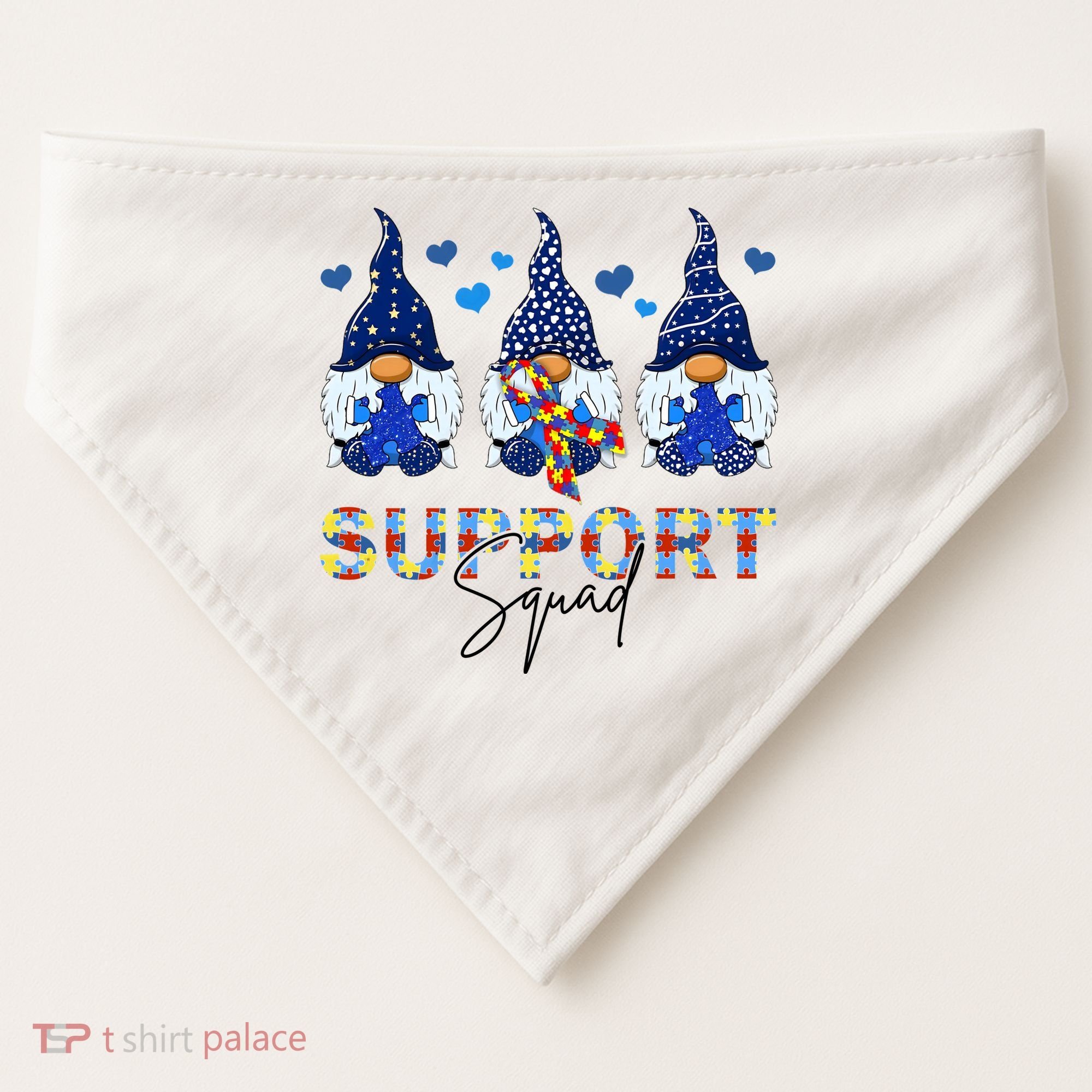 Support Squad Gnome Autism Awareness Month USA-Made Doggie Bandana