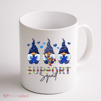 Support Squad Gnome Autism Awareness Month Coffee Mug back