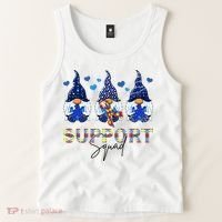 Support Squad Gnome Autism Awareness Month Tank Top thumb 2