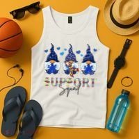 Support Squad Gnome Autism Awareness Month Tank Top thumb 4