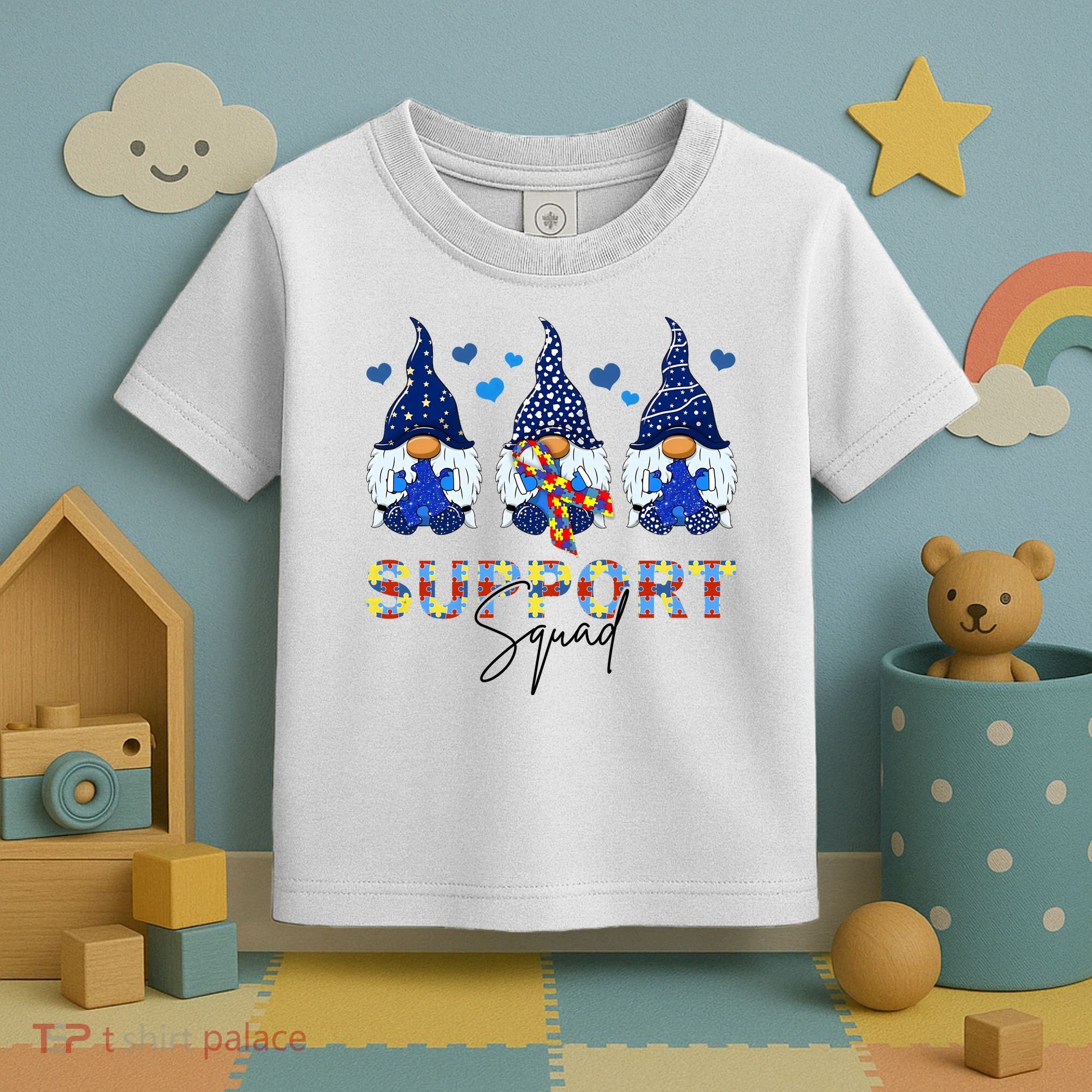 Support Squad Gnome Autism Awareness Month Toddler T-Shirt