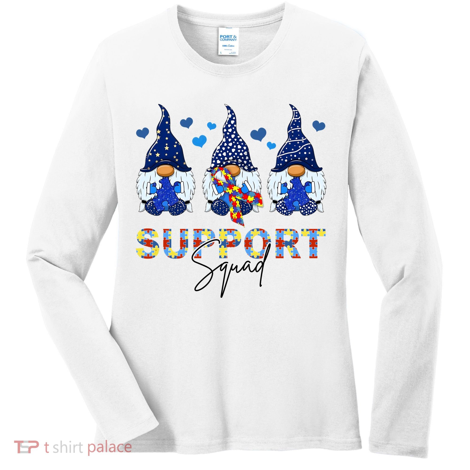 Support Squad Gnome Autism Awareness Month Women's Long Sleeve Shirt