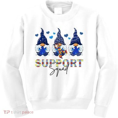 Support Squad Gnome Autism Awareness Month Kids Sweatshirt