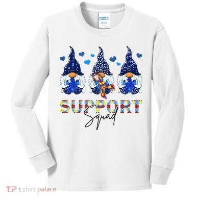 Support Squad Gnome Autism Awareness Month Kids Long Sleeve Shirt
