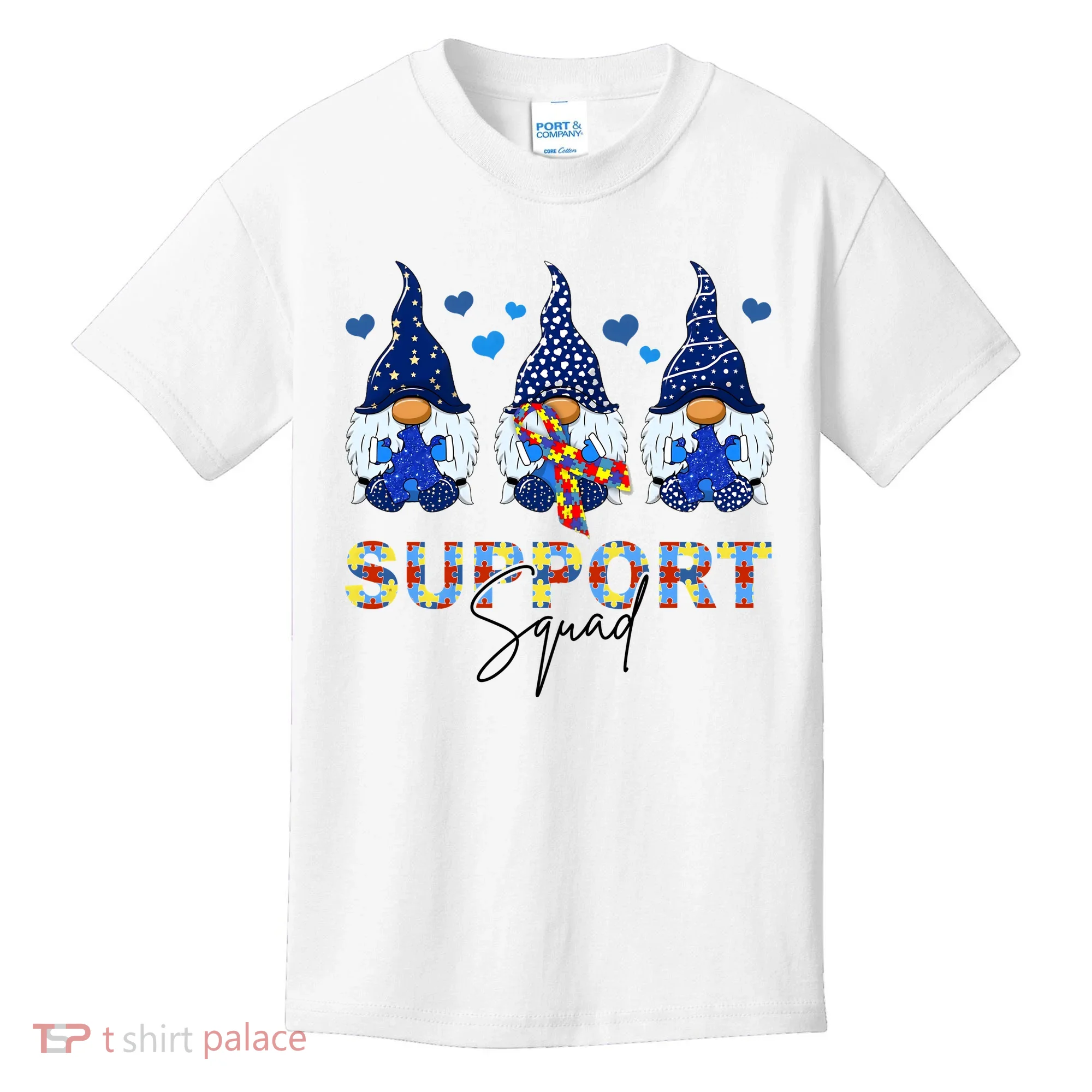 Support Squad Gnome Autism Awareness Month Kids T-Shirt
