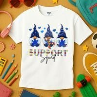 Support Squad Gnome Autism Awareness Month Kids T-Shirt thumb 3
