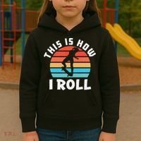 Skateboard  Skateboarder Gifts Skater This is How I Roll Kids Hoodie thumb 3