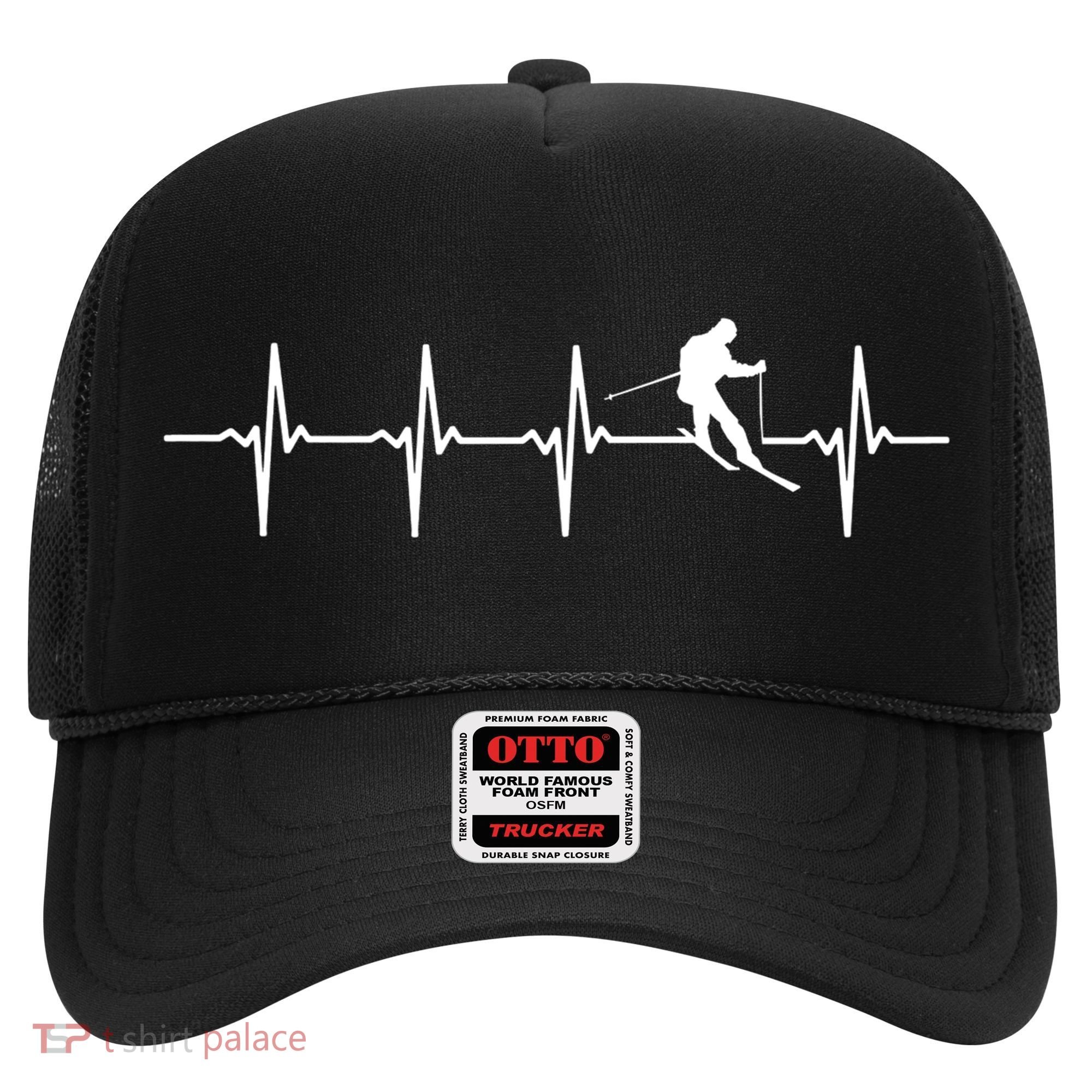 Skiing Ski Heartbeat TShirt Gift For Skiers Hat