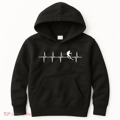 Skiing Ski Heartbeat TShirt Gift For Skiers Kids Hoodie