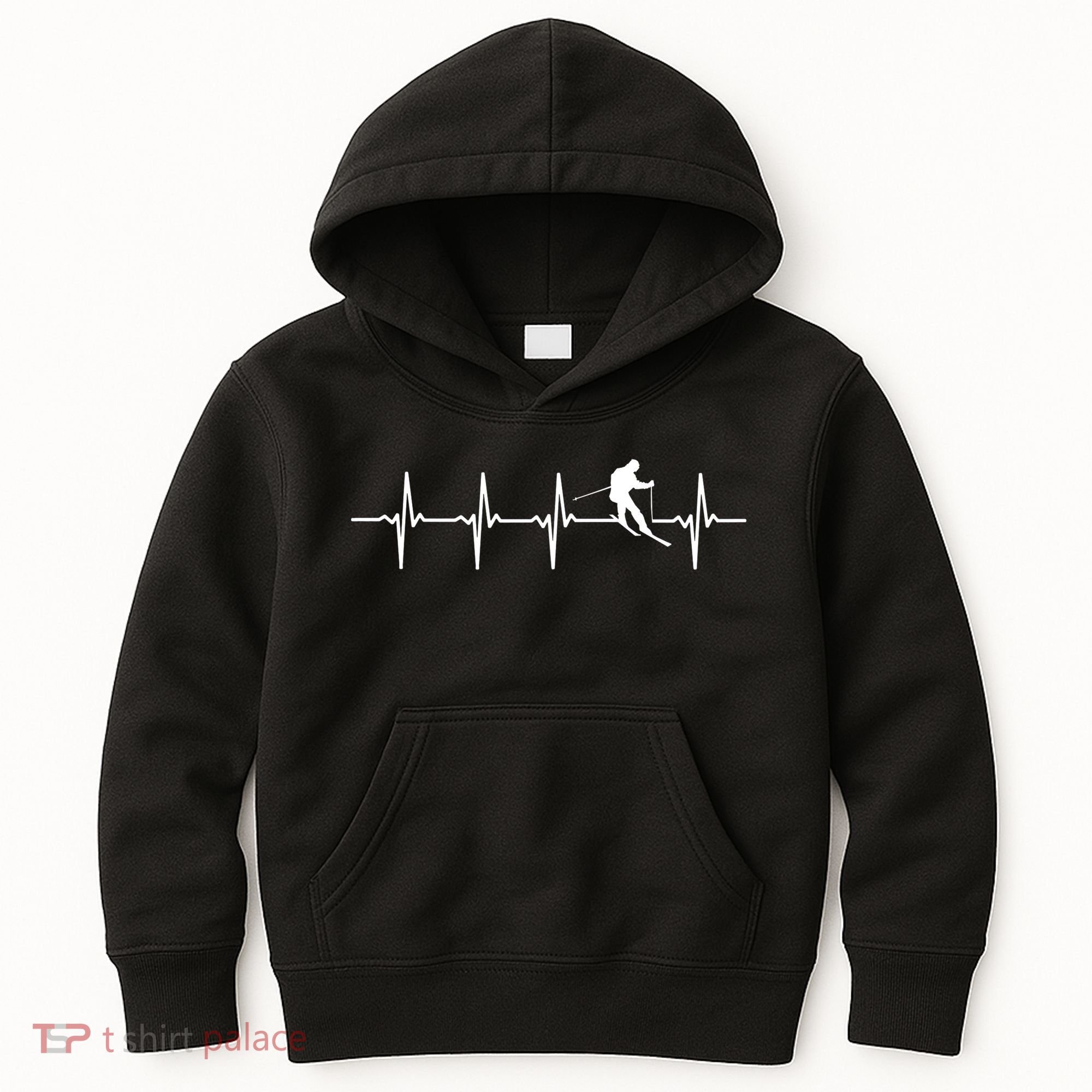 Skiing Ski Heartbeat TShirt Gift For Skiers Kids Hoodie