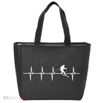 Skiing Ski Heartbeat TShirt Gift For Skiers Tote Bag