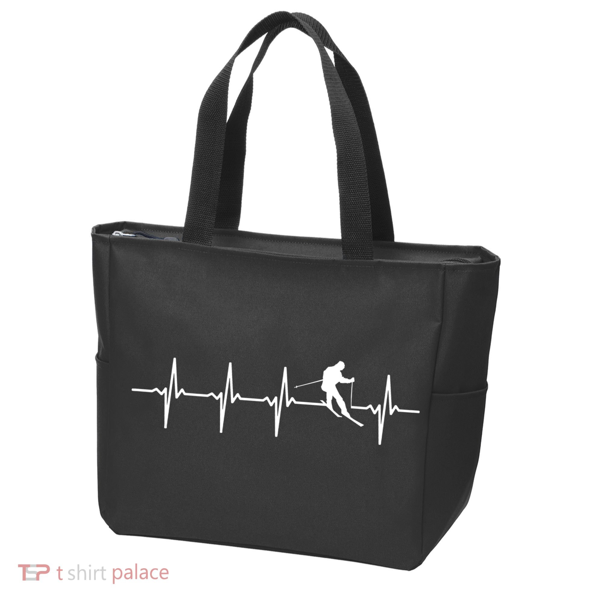 Skiing Ski Heartbeat TShirt Gift For Skiers Tote Bag