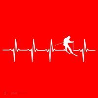 Skiing Ski Heartbeat TShirt Gift For Skiers Santa Hat thumb 1