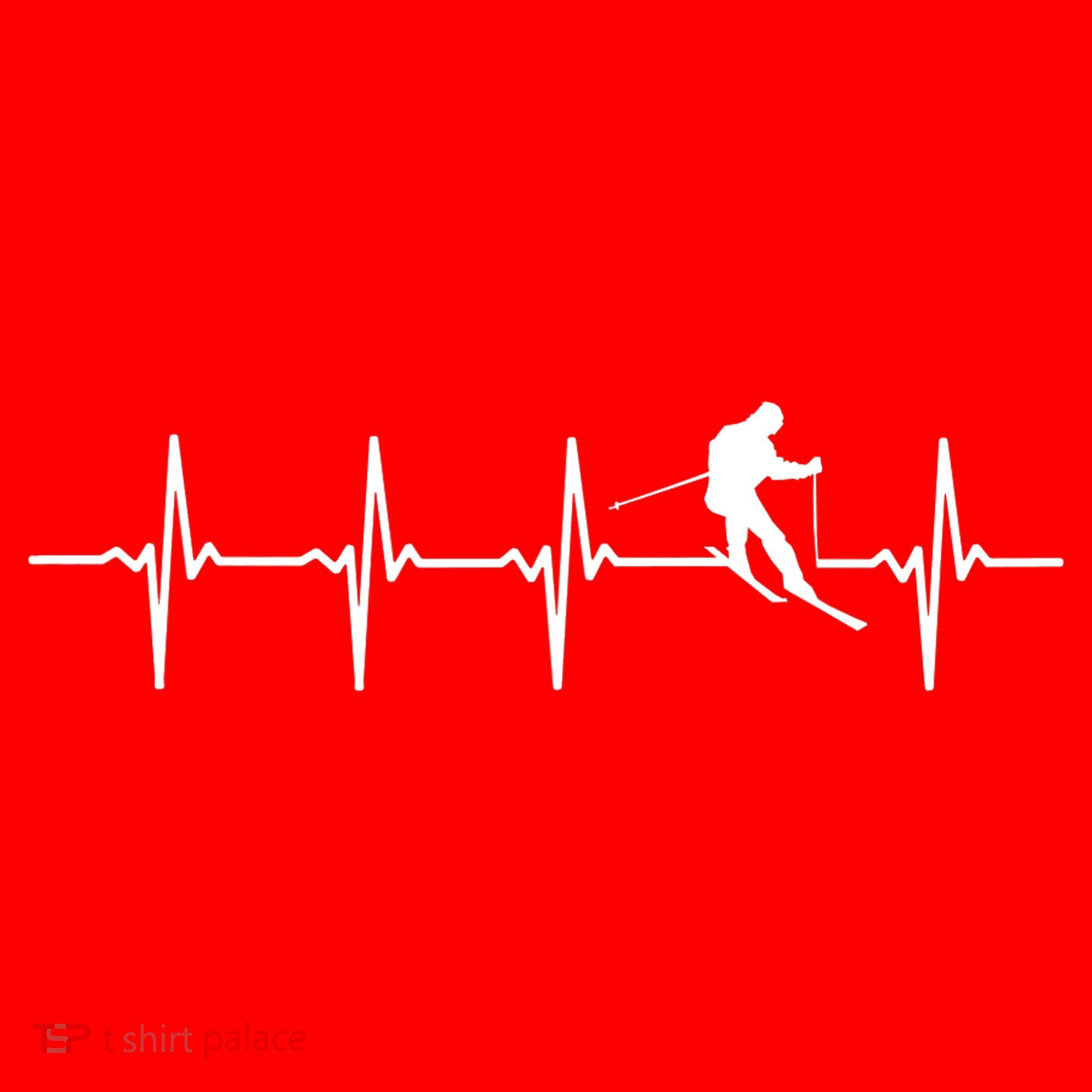 Skiing Ski Heartbeat TShirt Gift For Skiers Santa Hat