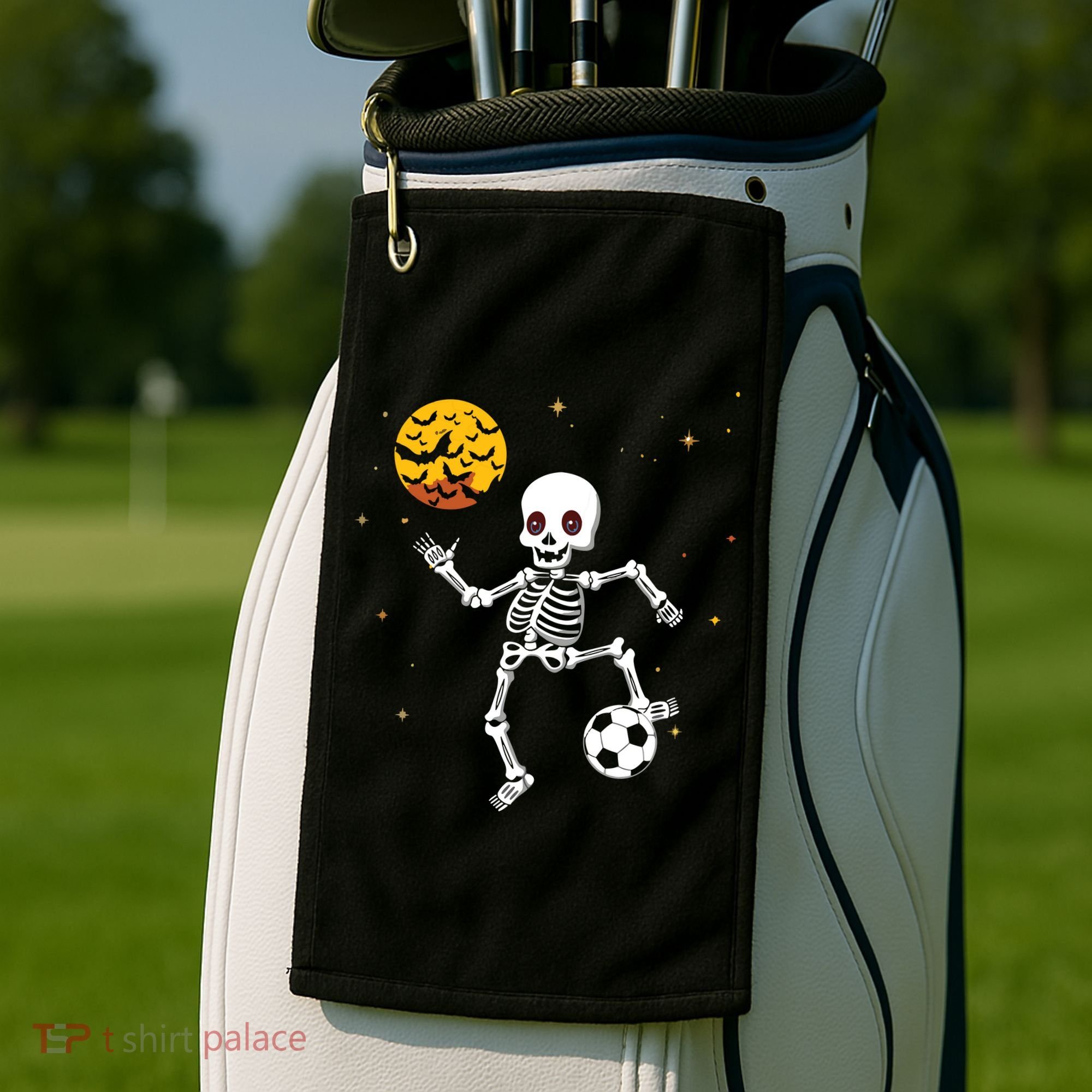 Soccer Skeleton Halloween Soccer Player Halloween Golf Towel