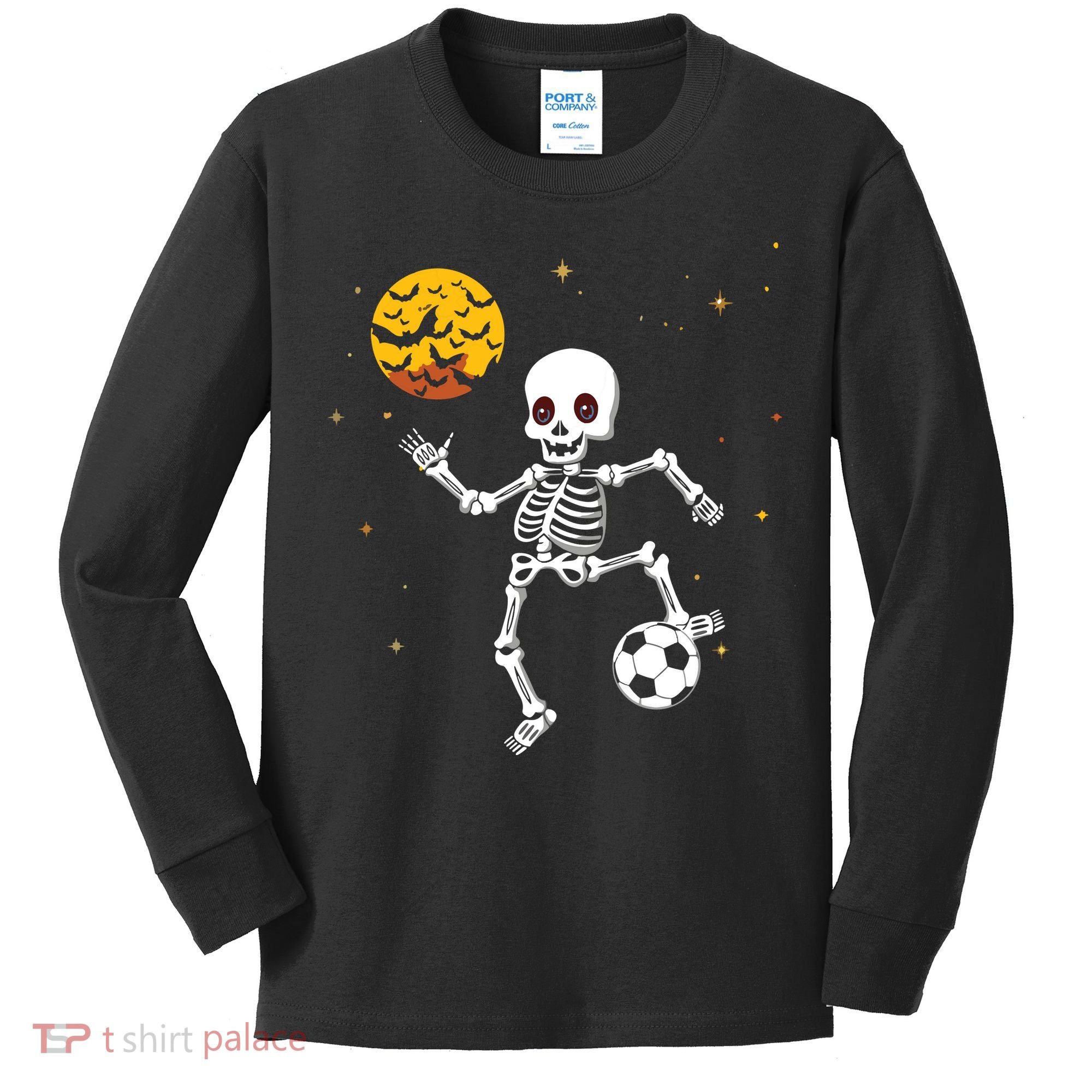 Soccer Skeleton Halloween Soccer Player Halloween Kids Long Sleeve Shirt