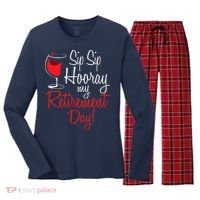 Sip Sip Hooray My Retirement Day - Retired Retiree Pension Women's Long Sleeve Flannel Pajama Set  thumb 0
