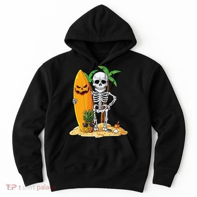 Skeleton Surfing Halloween Hawaii Hawaiian Surfer Hoodie