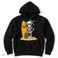 Skeleton Surfing Halloween Hawaii Hawaiian Surfer Hoodie thumb 0