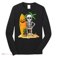Skeleton Surfing Halloween Hawaii Hawaiian Surfer Long Sleeve Shirt thumb 0