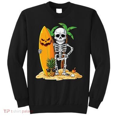 Skeleton Surfing Halloween Hawaii Hawaiian Surfer Sweatshirt