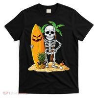 Skeleton Surfing Halloween Hawaii Hawaiian Surfer T-Shirt thumb 0