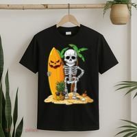 Skeleton Surfing Halloween Hawaii Hawaiian Surfer T-Shirt thumb 2