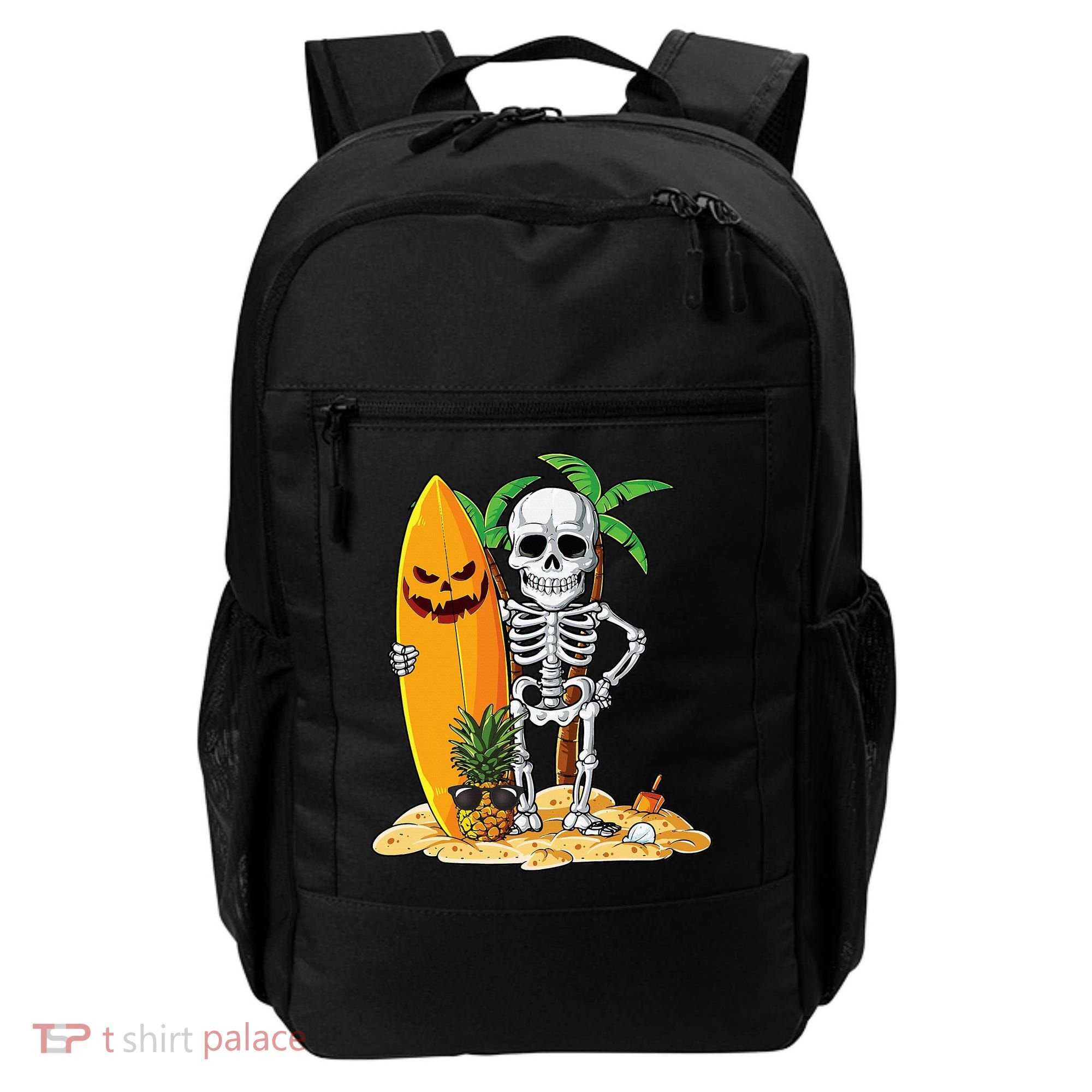 Skeleton Surfing Halloween Hawaii Hawaiian Surfer Backpack