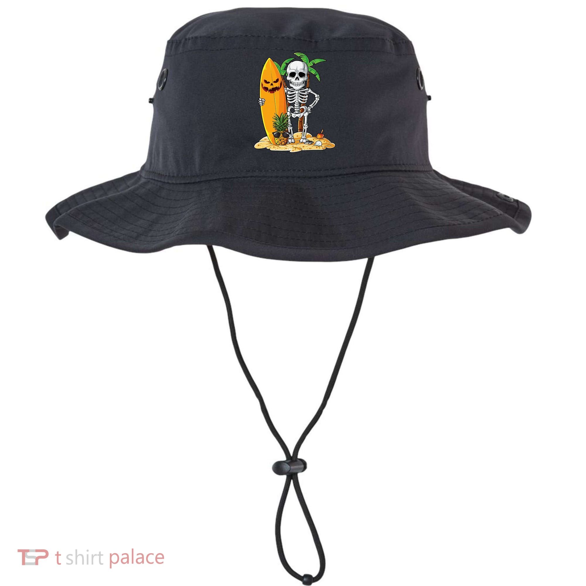 Skeleton Surfing Halloween Hawaii Hawaiian Surfer Bucket Hat