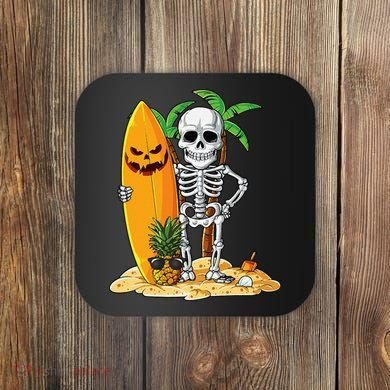 Skeleton Surfing Halloween Hawaii Hawaiian Surfer Coaster