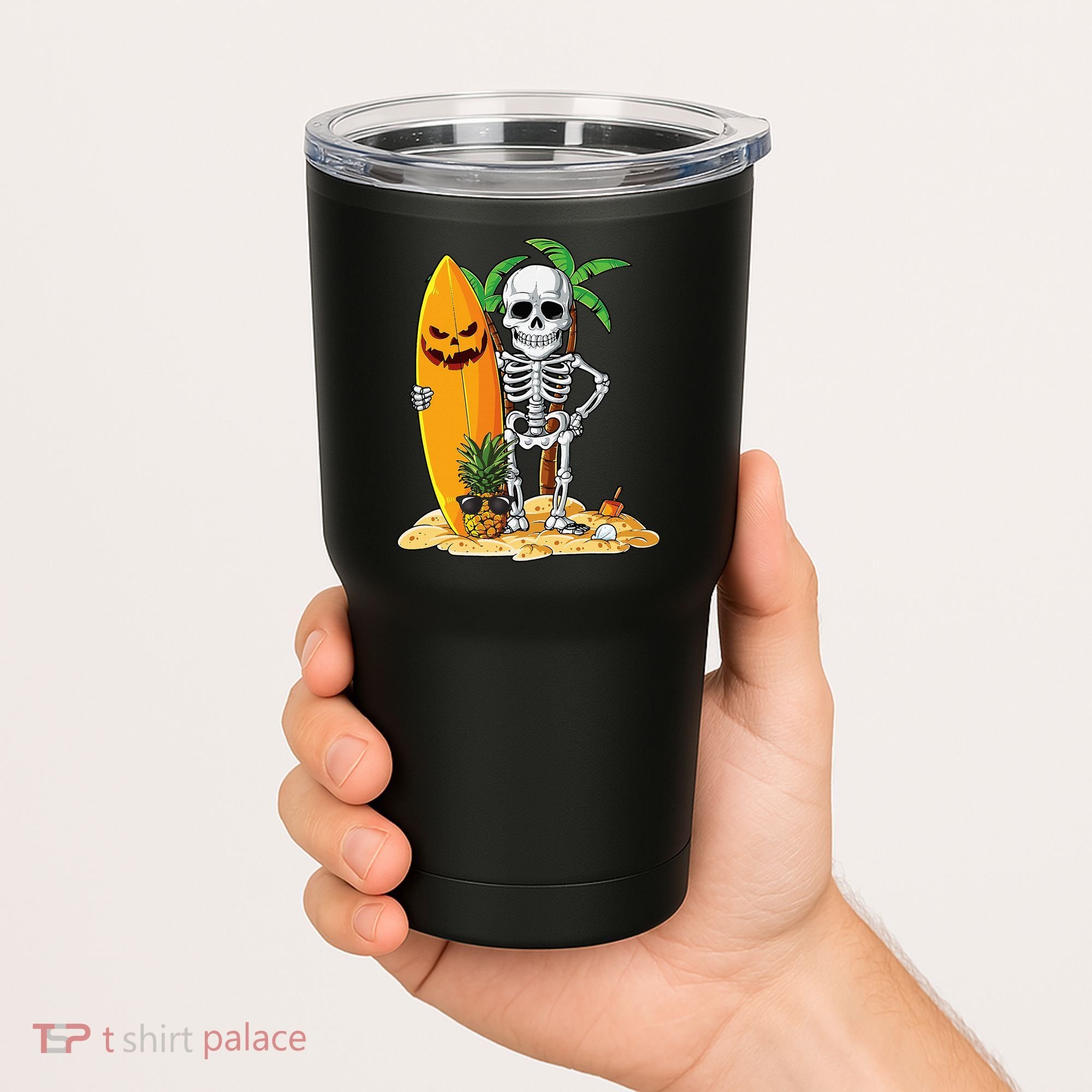 Skeleton Surfing Halloween Hawaii Hawaiian Surfer Tumbler