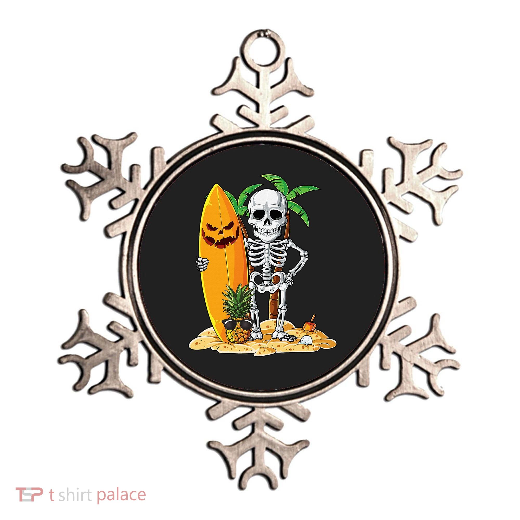 Skeleton Surfing Halloween Hawaii Hawaiian Surfer Ornament
