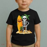 Skeleton Surfing Halloween Hawaii Hawaiian Surfer Toddler T-Shirt thumb 2