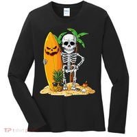 Skeleton Surfing Halloween Hawaii Hawaiian Surfer Women's Long Sleeve Shirt thumb 0