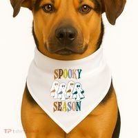 Spooky Season Halloween Ghost Festive USA-Made Doggie Bandana thumb 1
