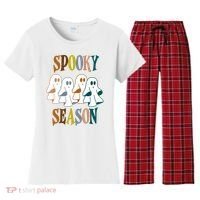 Spooky Season Halloween Ghost Festive Women's Flannel Pajama Set thumb 0