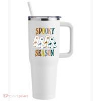 Spooky Season Halloween Ghost Festive 40oz Vacuum Insulated Stainless Steel Travel Tumbler thumb 0