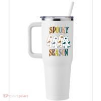 Spooky Season Halloween Ghost Festive 40oz Vacuum Insulated Stainless Steel Travel Tumbler thumb 2